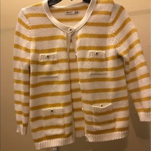Yellow and White Striped Cardigan